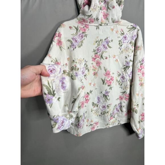 Gap x Loveshackfancy Floral Logo Cropped Hoodie XS Coquette Soft Ballet Babydoll - Picture 5 of 12